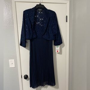 NWT navy blue two-piece set dress and jacket